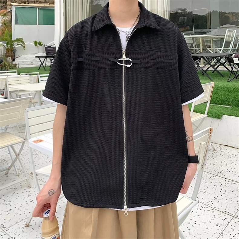 男时尚五分袖潮流ins青春流行百搭日系潮新款标准夏季原宿,男装衬衫,星座716-4