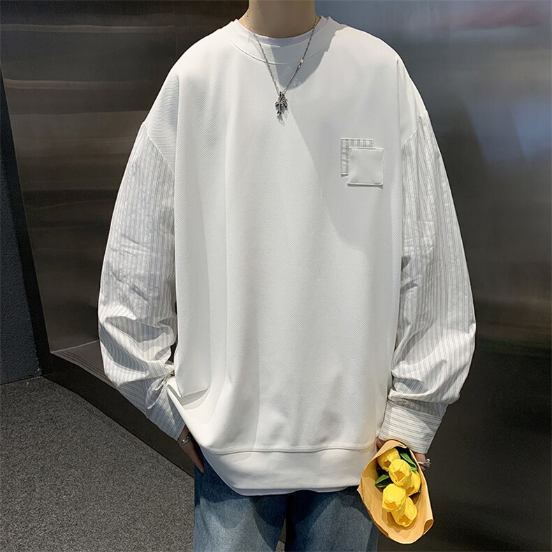 袖子拼接圆领套头卫衣男潮牌潮牌ins秋冬上衣男1240-P35,男装卫衣,星座910-5