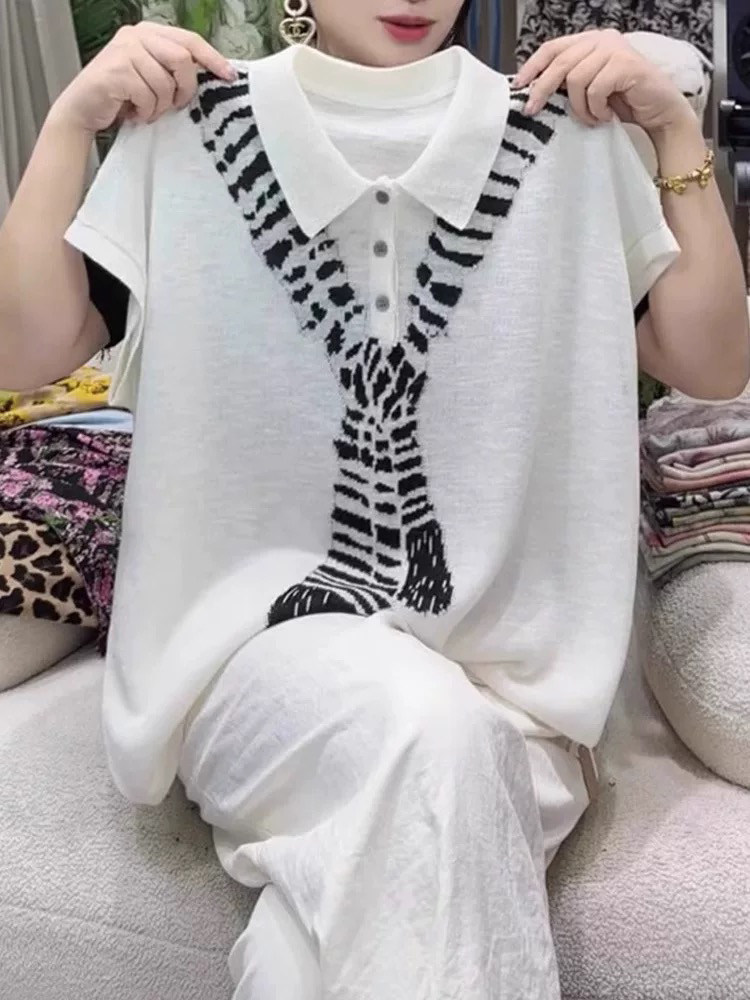 夏季竹节麻韩系印花短袖时尚百搭潮流,女装T恤,锦弘羊绒