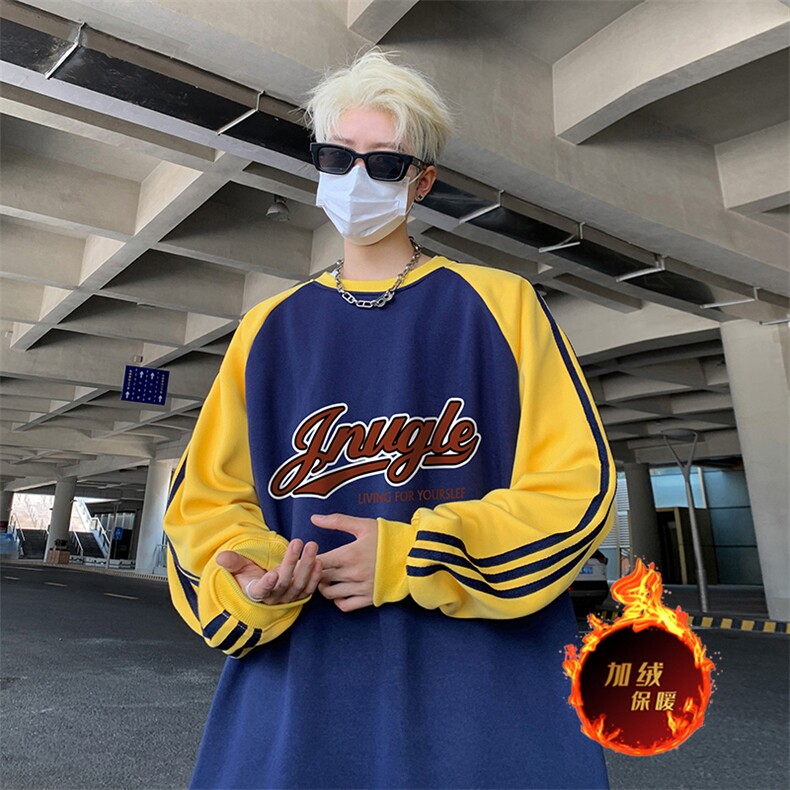 抖音得物供货提供视频秋冬重磅美式宽松织带圆领卫衣0765,男装卫衣,电商A486