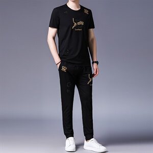 D95106 2021夏季新款高端商务高品质套装男韩版透气男装图片