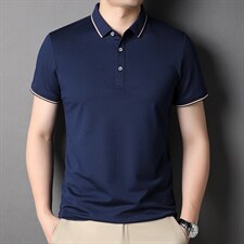 男士夏季短袖POLO衫2024新款时尚潮流简约短袖T恤半袖男装上衣，男装Polo衫，钱塘6003（原4033）