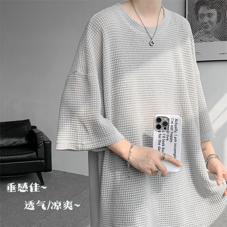 现货10038-P35夏季简约禁欲系圆领纯色男女短袖T恤休闲宽松,男装T恤,电商A059