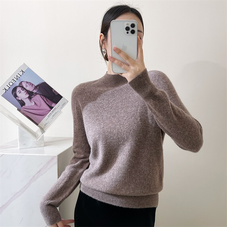 2025年秋季一线成衣半高领时尚百搭通勤,女装羊毛衫,浙麦羊绒