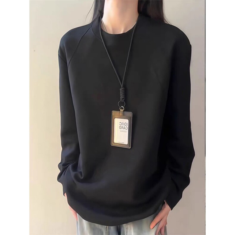 抖音得物品质26春装美式高街曼巴棉螺纹拼接卫衣圆领长袖T恤YT164,男装T恤,电商A486