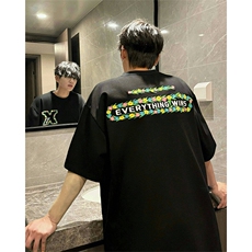 潮牌短袖T恤花绘刺绣设计感T恤美式复古刺绣立体短袖T恤半袖P50，男装T恤，电商B319
