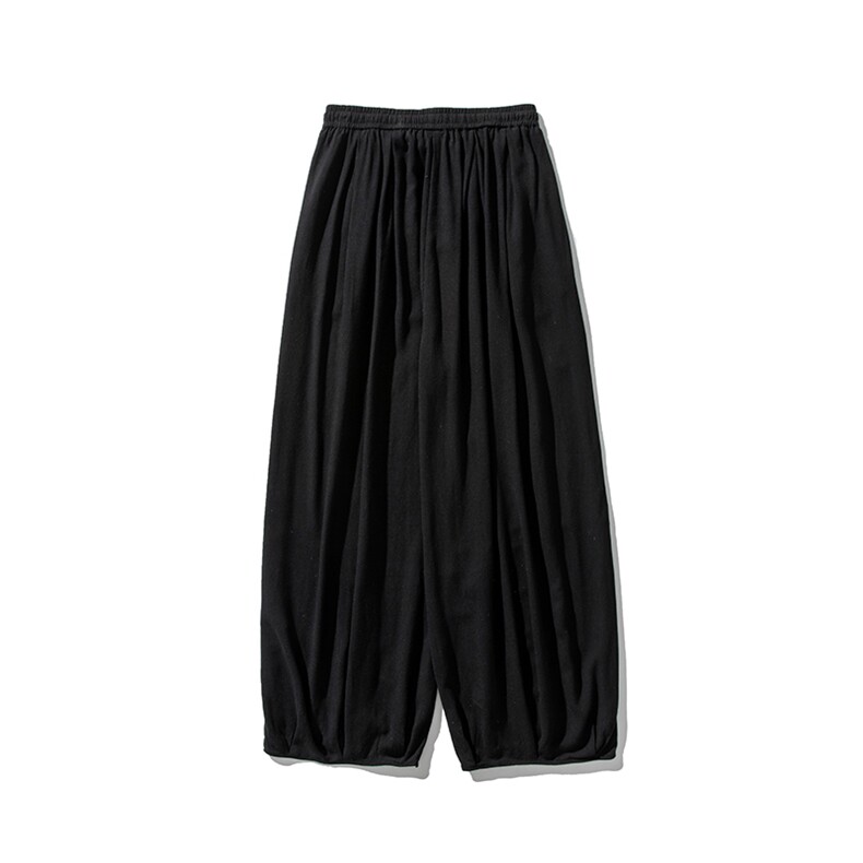 白底平铺夏季大码日系风亚麻休闲裤特宽直筒阔腿裤K303/P75,男装休闲裤,钱塘713