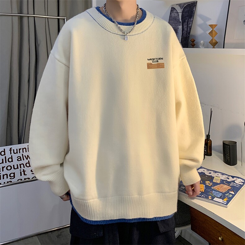假两件毛衣男大码加绒针织衫男毛线衣M80350-P55加绒P70,男装针织衫/毛衣,电商A040