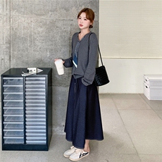 韩系轻熟风套装女2025秋季新款气质慵懒针织开衫高腰半身裙两件套，女装套装/套裙，2D145