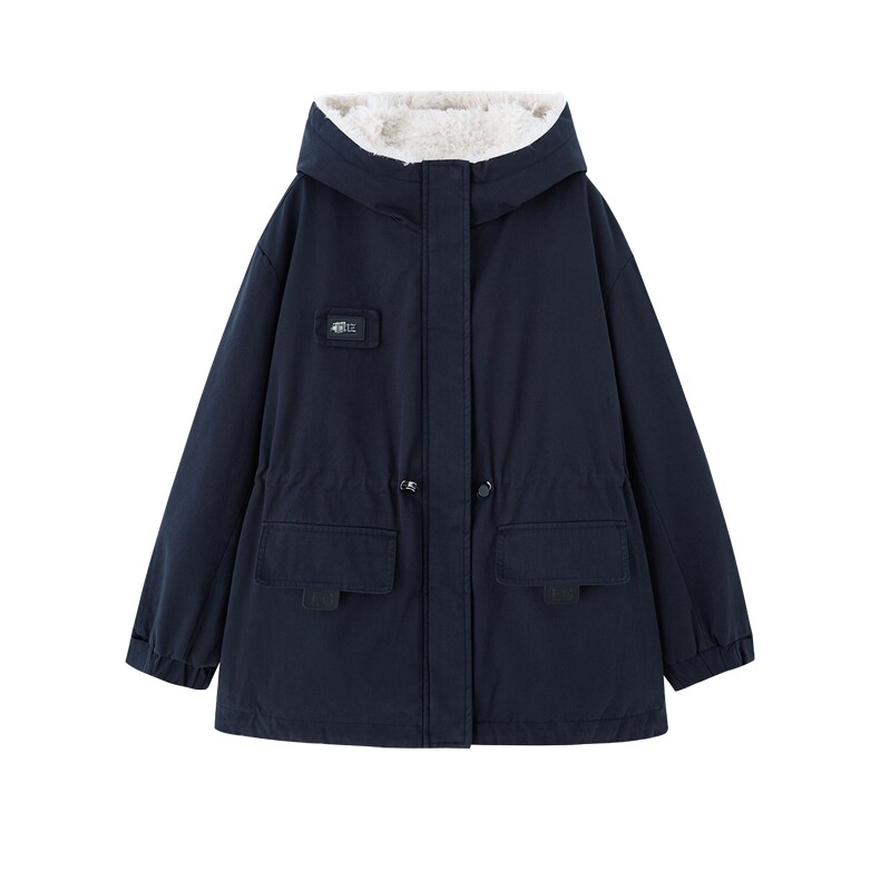 9115时尚加绒加厚中长款派克服,女装派克服,依路服饰