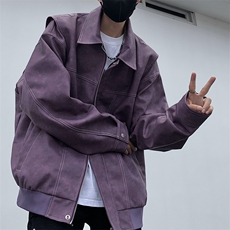 港风高街痞帅男装外套美式短款潮牌工装皮衣夹克DSA157B-J232-P90，男装夹克，电商A157B