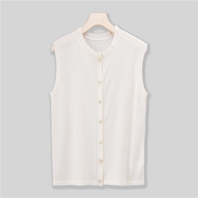 2025年夏季套头单件修身型扬子黄金羊毛可机洗时尚百搭，女装背心吊带，绒崒