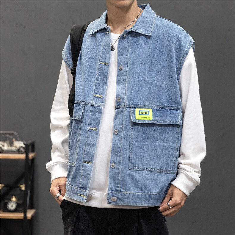 2021新款男士印花牛仔马甲男女宽松工装夹克外套坎肩潮BX679-P45,男装夹克,星座1103-1
