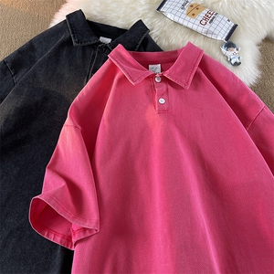 polo衫男夏季短袖t恤衣服高街潮牌潮流美式复古半袖XP77091-P45图片