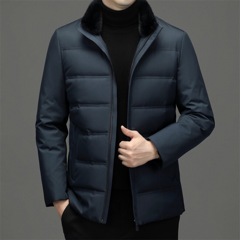 男装冬季御寒休闲上衣2023新款中年加厚保暖立领羽绒服男士外套,男装羽绒服,电商B212（原钱塘6029）