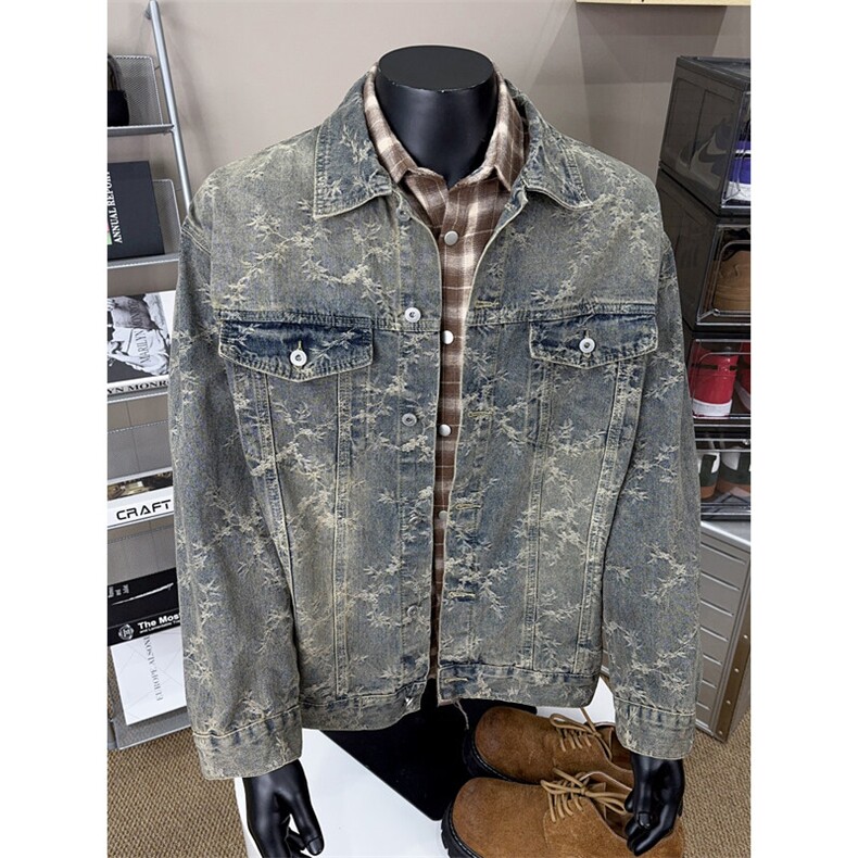 B221美式高街暗黑小众重工艺提花牛仔外套SY2434-特P70控118，男装工装外套，电商B221