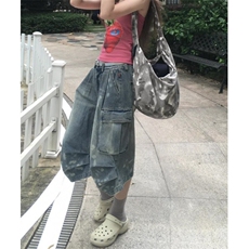 大码美式复古水洗七分牛仔裤夏季新款设计感宽松休闲直筒阔腿裤，男装牛仔裤，星座601-1
