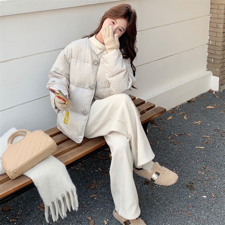 新中式提花国风羽绒服女冬季2026新款超好看加厚保暖白鸭绒短外套,女装羽绒服,2D143