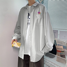 20港风新款男女情侣蝴蝶反光印花衬衫学生衬衣外套504-W2035-P32，男装衬衫，星座504