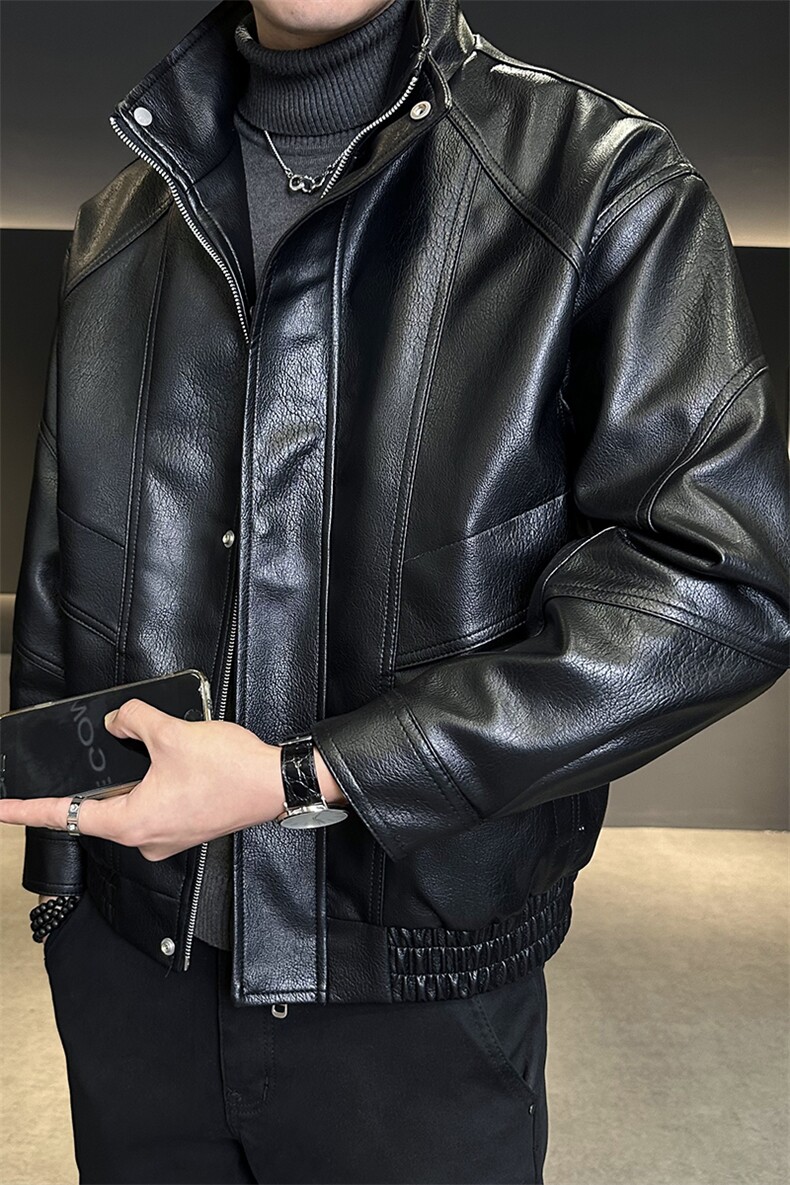 加绒皮衣外套男厚绒可过冬延续年底皮夹克C317-J6671-P155,男装夹克,电商C317