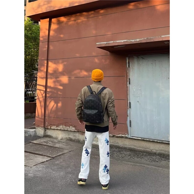 新款时髦撞色十字皮标直筒休闲牛仔裤显瘦百搭长裤NZ222,男装牛仔裤,星座208-5