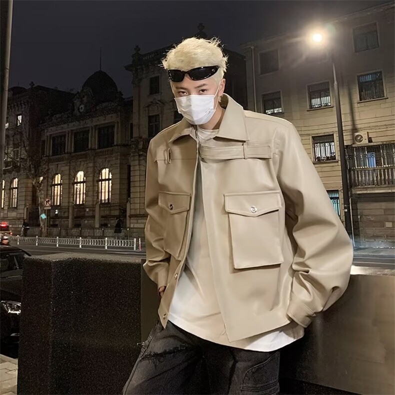 秋季新款宽松皮衣夹克男休闲百搭潮流痞帅外套JK8805-P85128，男装皮衣，星座1209-2