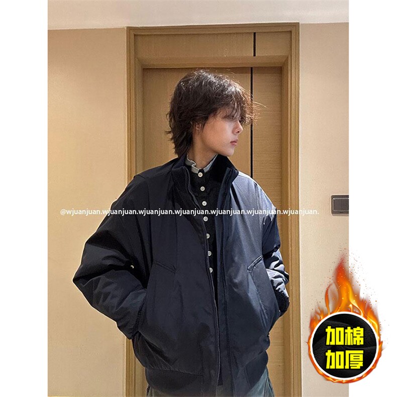 现货冬季美拉德立领飞行夹克廓形高街棒球服加棉加厚棉衣外套,男装夹克,电商A486-1