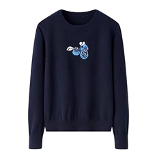 2025年秋季通勤单件长袖蓝莓提花套头休闲/淑女，女装羊毛衫，百纯羊绒