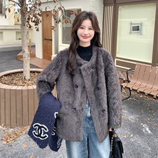 现货：冬装新款毛毛绒仿皮毛一体外套2C135-8950P205K318，女装皮草，2C135