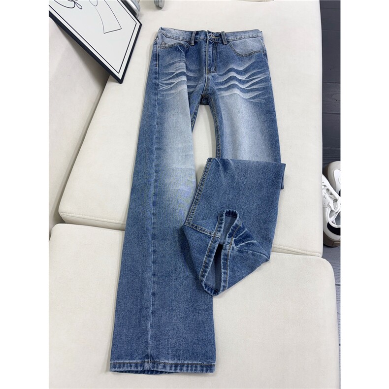 B221 美式ins高街暗黑重工艺修身微喇牛仔裤LK26625-特P45控78图片