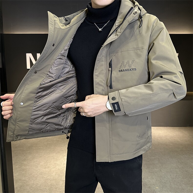 2025秋冬新款二棉加棉夹克连帽冲风衣男士外套棉服M22-P118，男装夹克，星座703-1