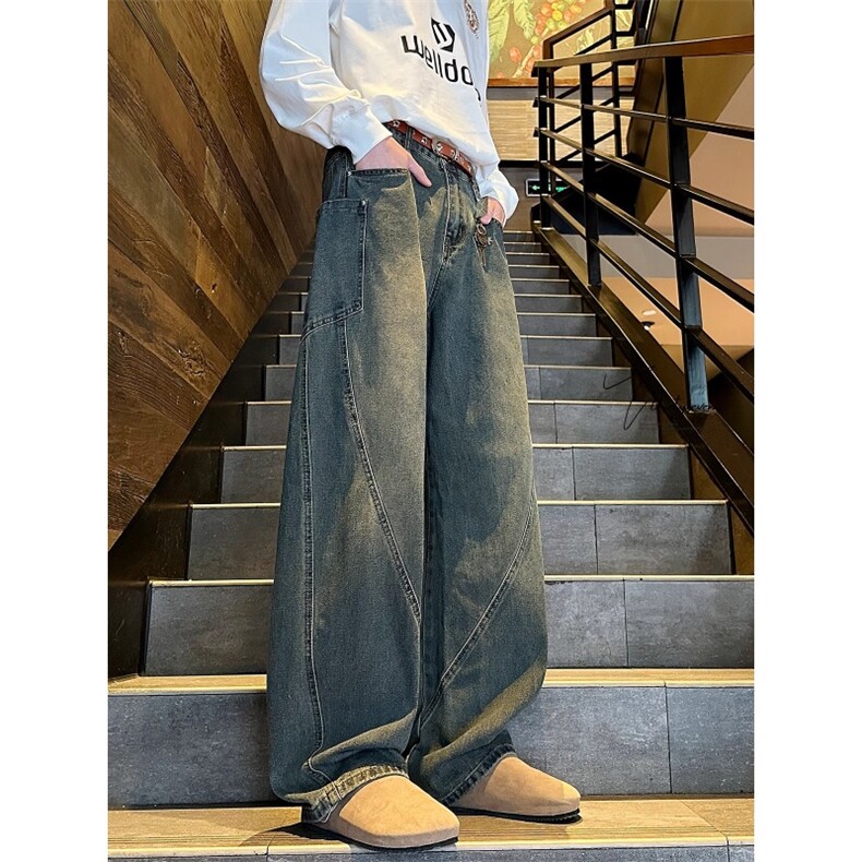 美式扎染工装破洞牛仔裤男款vibe风高街宽松直筒长裤RK3193-P45,男装牛仔裤,星座412-1