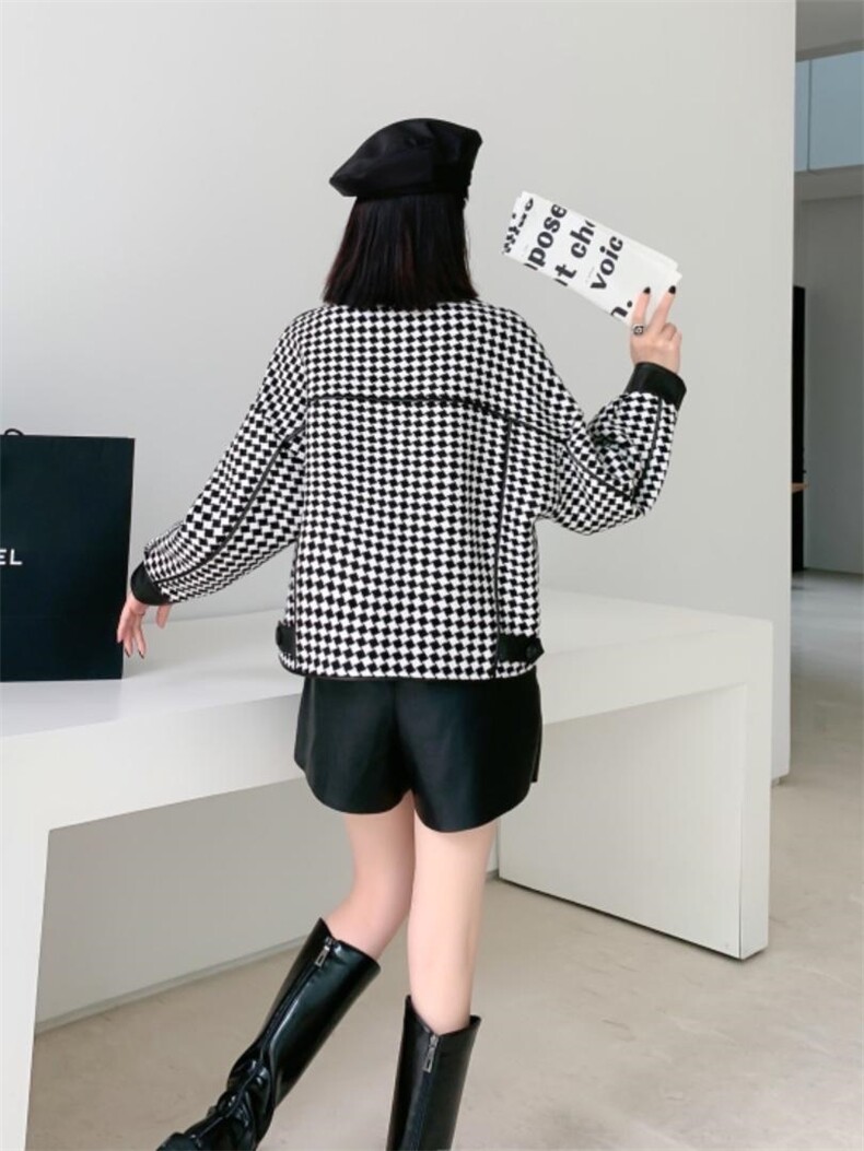 皮拼格子外套，其它，一家人