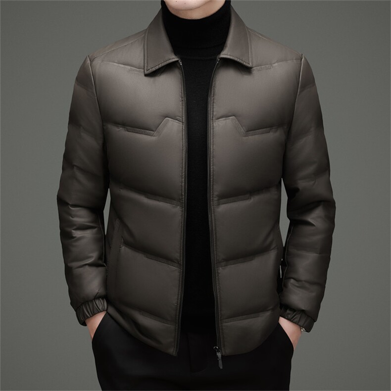 主推秋冬毛领50绒子白鸭绒羽绒服外套中年男士加大码皮羽绒服,男装羽绒服,钱塘723