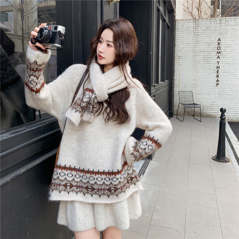 新品时尚印花套装配围巾A2569-P165-K268,女装套装/套裙,2C261