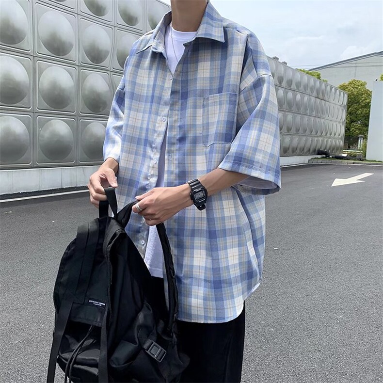 短袖衬衫春款男港风潮流C728P30图片