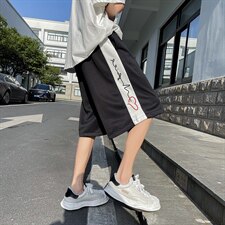 夏季条纹拼接短裤宽松直筒五分裤DK619XZ1004-1P28控38，男装休闲裤，星座715