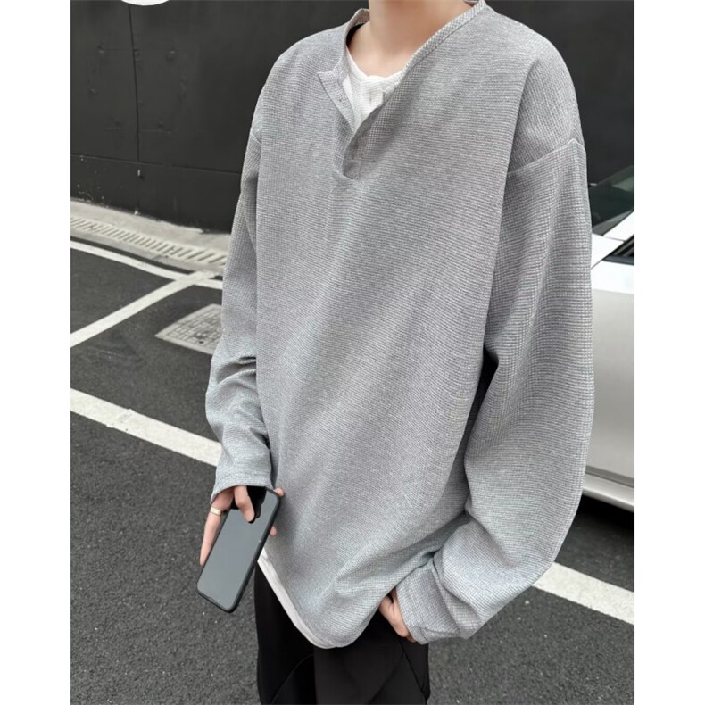 假两件亨利领长袖t恤男款2024春秋内搭打底衫宽松上衣服TY2800,男装T恤,星座1116A-1（原606A）