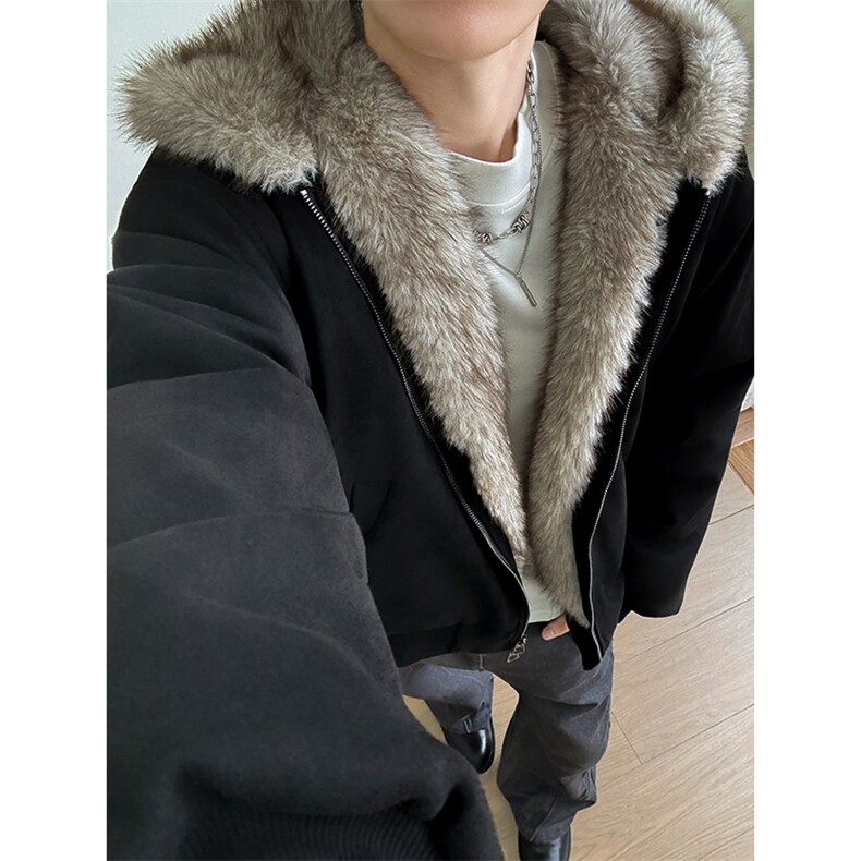 座山雕猫耳麂皮毛领棉衣加厚美式连帽棉服  5D4092-TP100178图片