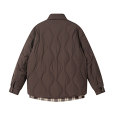 2025冬季新款翻领衬衫假两件羽绒服男潮牌百搭保暖羽绒服外套，男装衬衫，电商A234