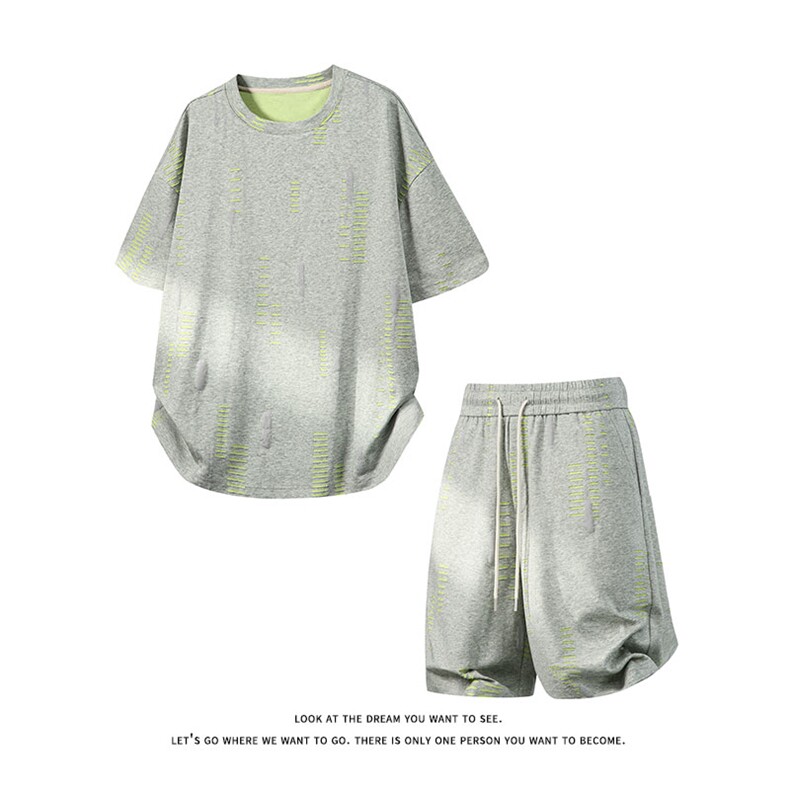 美式休闲套装短袖短裤宽松运动两件套男女T3713特P32/DK8701特P29,男装牛仔裤,电商A007