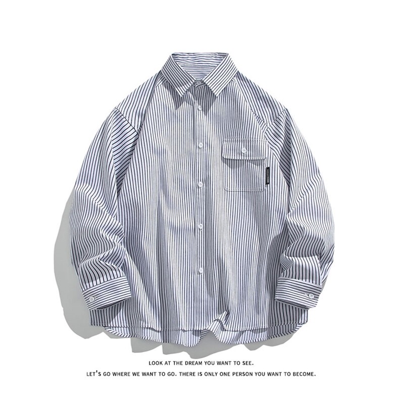 高品质条纹衬衫复古大码长袖衬衫外套C2210-P45【特价】,男装衬衫,电商A007