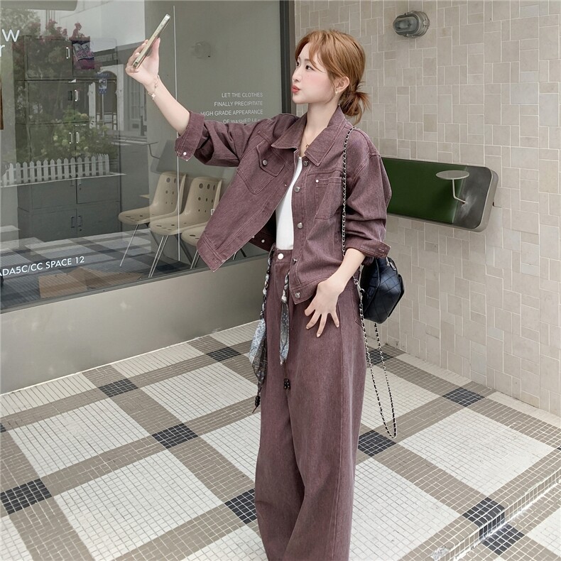 25秋【新品】韩系工装休闲水洗牛仔套装5517-P205-K299,女装套装/套裙,2C305