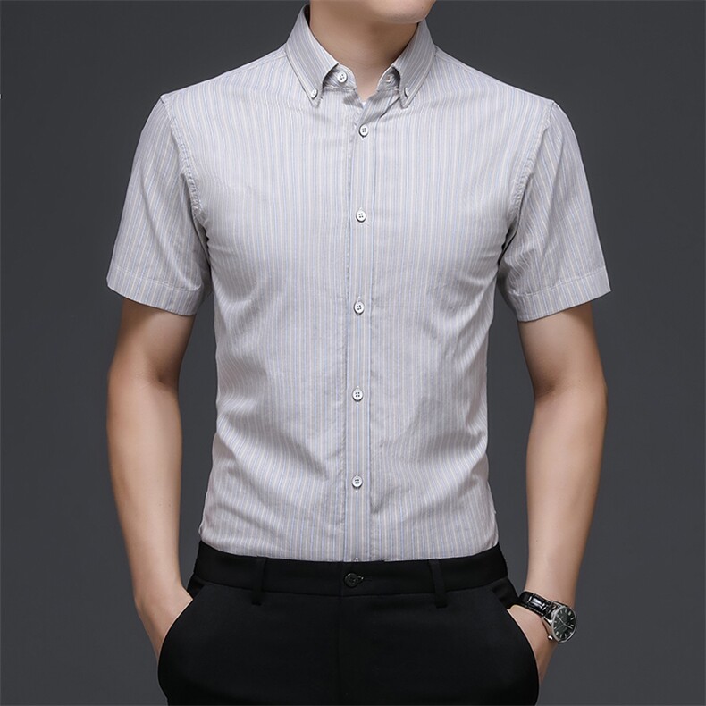 AD22119钱塘2020-3夏季男士高端全棉条纹短袖衬衫P65,男装衬衫,钱塘207-3