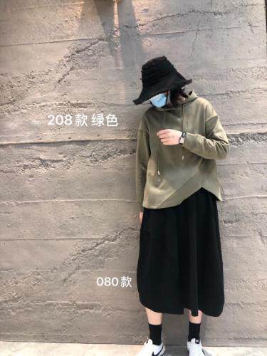 现货春设计感简易百搭连帽拼接撞色长?女卫衣休闲裙,女装卫衣/绒衫,ABout阿布