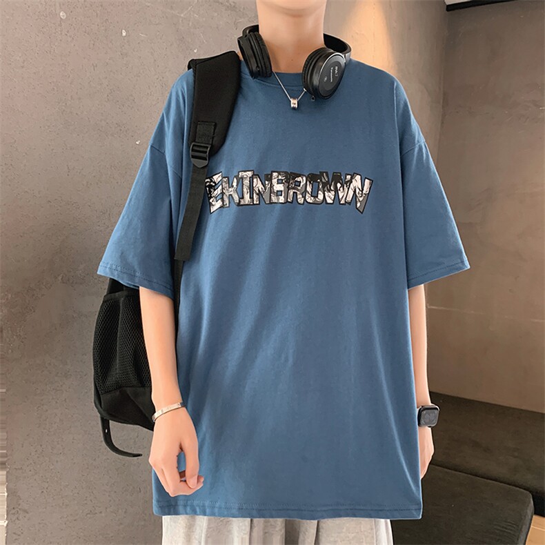1图案已注册港风日系中性休闲情侣大码风短袖T恤7053P20控38,男装T恤,星座226-2