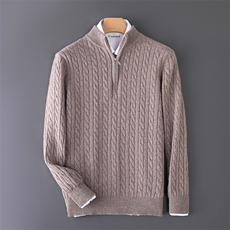 2025百搭时尚绞花拉链半高领，男装羊毛衫，牧圣羊绒