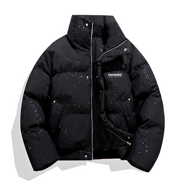 潮牌抖音直播得物高品质痞帅满天星立领加厚棉衣M1371P100,男装棉衣,电商C408(原B339-1)