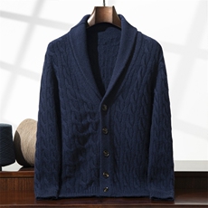 重磅加厚青果领扭花开衫2025年秋季男羊绒衫男装，男装羊绒开衫，金帕维