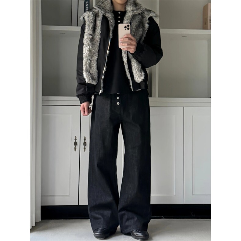 Xanvas「极地狼王」狼毛座山雕假两件棉服外套夹克多穿法保暖御寒,男装夹克,星座506A
